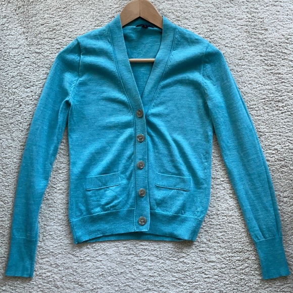 JCrew Aqua Merino Wool Cardigan - Picture 4 of 4